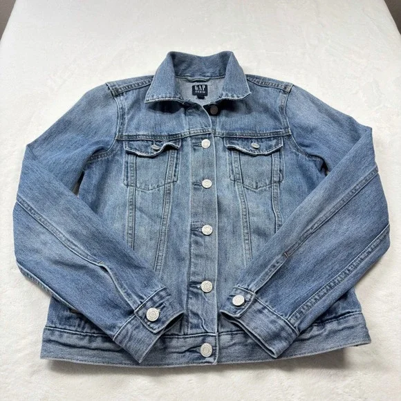 Gap Denim Jacket Womens XS Blue Excellent Medium Wash Trucker Jean Jacket - Picture 5 of 10